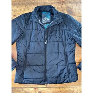 Womens Black LOLE Medium Weight Winter Fall Puffer Coat Jacket Full Zip Size 8‎